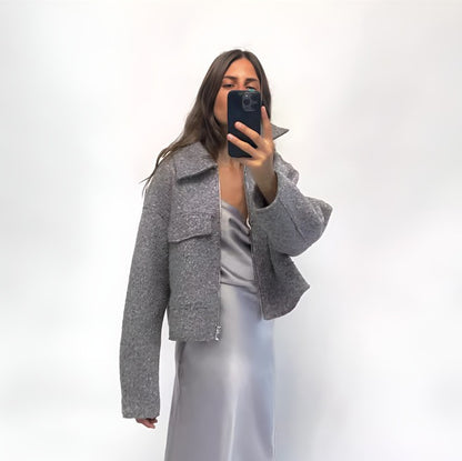 Woolen Coat Women Fashion Short Jacket Turn-down Collar Coats Warm Wool Jackets Zip Outerwear Autumn Winter Clothing Overcoat