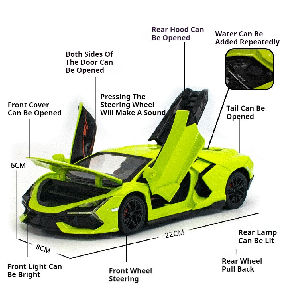 Miniatura 1:24 Lamborghini Revuelto Modelo Liga Carro Esportivo Diecast Brinquedo Portas Abertas com Recuo e Spray Veículos de Presente para Crianças
