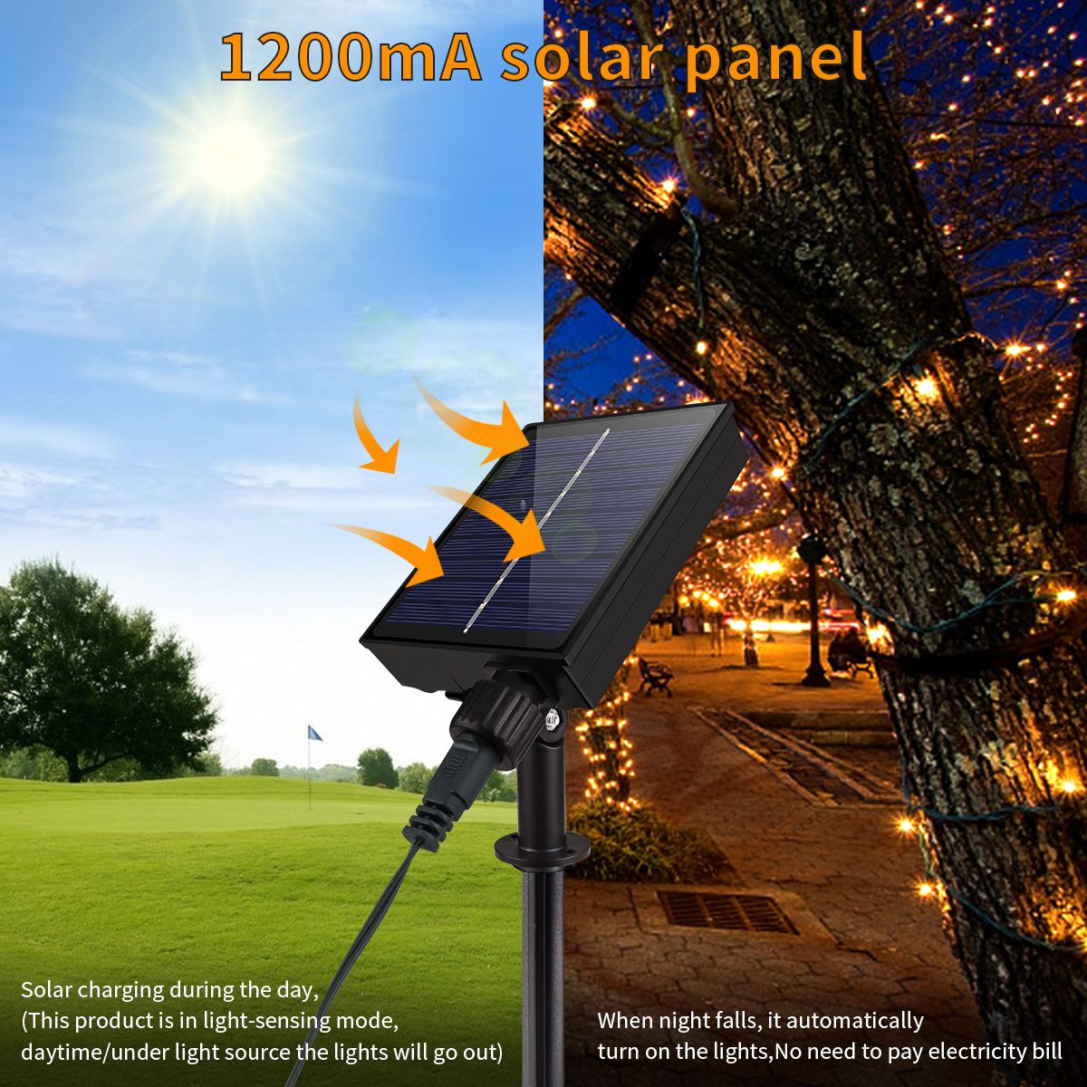 Outdoor Solar String Fairy Light 100M 1000 LED Waterproof Garland Large Solar Panel Fast Charge Lamp Christmas Garden Decor -JY