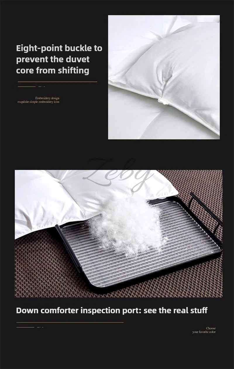 High Grade 100% White Goose Down Quilt Winter Warm Feather Duvet Queen King Cozy Lightweight 3D Bread Comforter Pinch Pleated