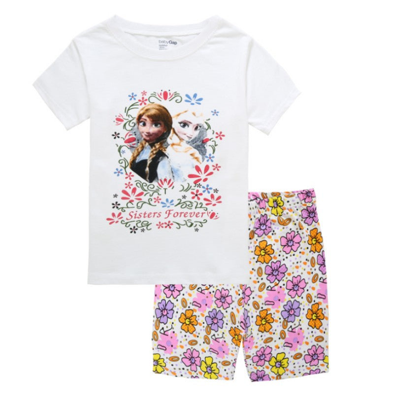 Summer Kids Pyjamas Children Sleepwear Baby Set Elsa Girls Minnie Short sleeved Pijamas Cotton Nightwear Clothes Pajamas Sets