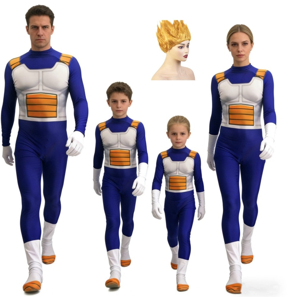 Men's Vegeta TRUNKS Kids Adult Cosplay Costume Super Saiyan Boys Youth GOKU Torankusu Halloween Jumpsuit Bodysuit Party Dress Up