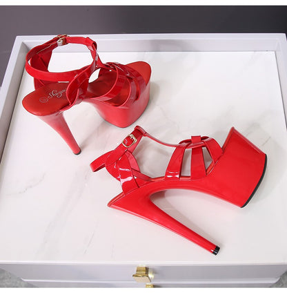 7Inches 17cm Beige Club High Heels Starry Sky Platform Party Pole Dance Women Sandals High-heeled Sandals Gothic Fetish Pumps