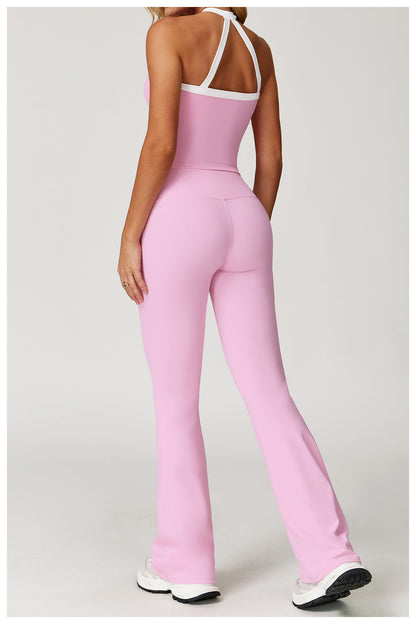 Women's Clothes 2 Pieces Workout Tracksuit Yoga Set Sportswear Gym Clothing High Waist Bell-bottoms Sexy Fitness Bta Sports Suit