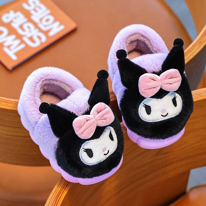 2025 New Winter Warm Cute Cartoon Indoor Mule Soft Non-slip Fluffy Slippers For Kids Teen Boys Girls Children Home Cotton Shoes
