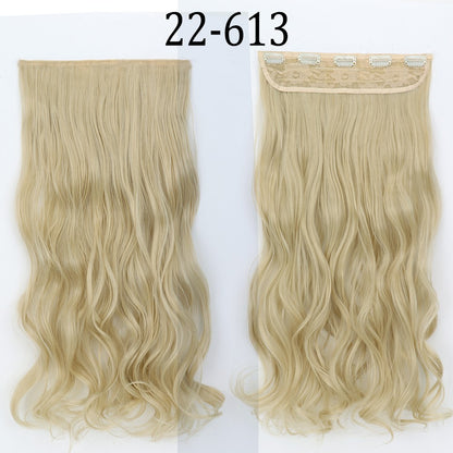 Apliques de Cabelo Sintético Liso Comprido de 5 Clipes 22'' Fibra de Alta Resistência ao Calor Preto Castanho Loiro