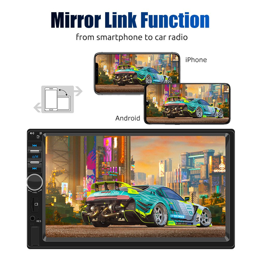 7 Inch 1 Din MP5 CarPlay Car Radio Multimedia Player Touch Screen FM ISO Power Aux Input Bluetooth USB Mirror Link Universal