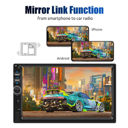 7 Inch 1 Din MP5 CarPlay Car Radio Multimedia Player Touch Screen FM ISO Power Aux Input Bluetooth USB Mirror Link Universal