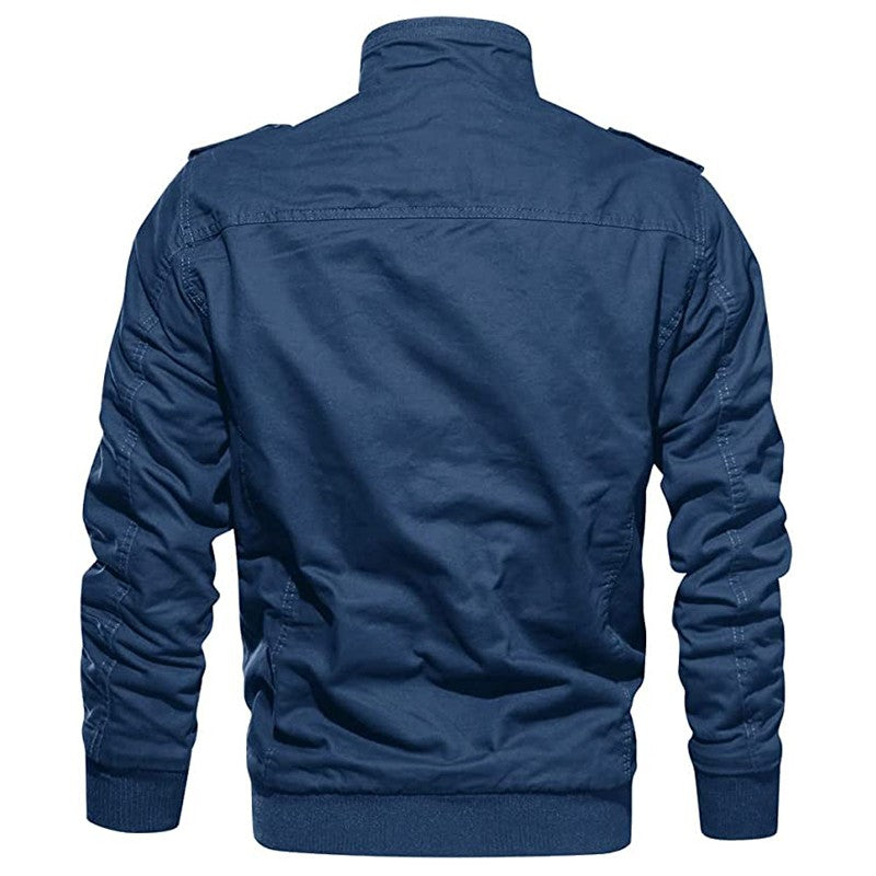 MAGCOMSEN Men's Fleece Jackets Windbreaker Coats Fall Winter Thermal Bomber Jackets Multi-pockets Stand Collar Motorcycle Jacket