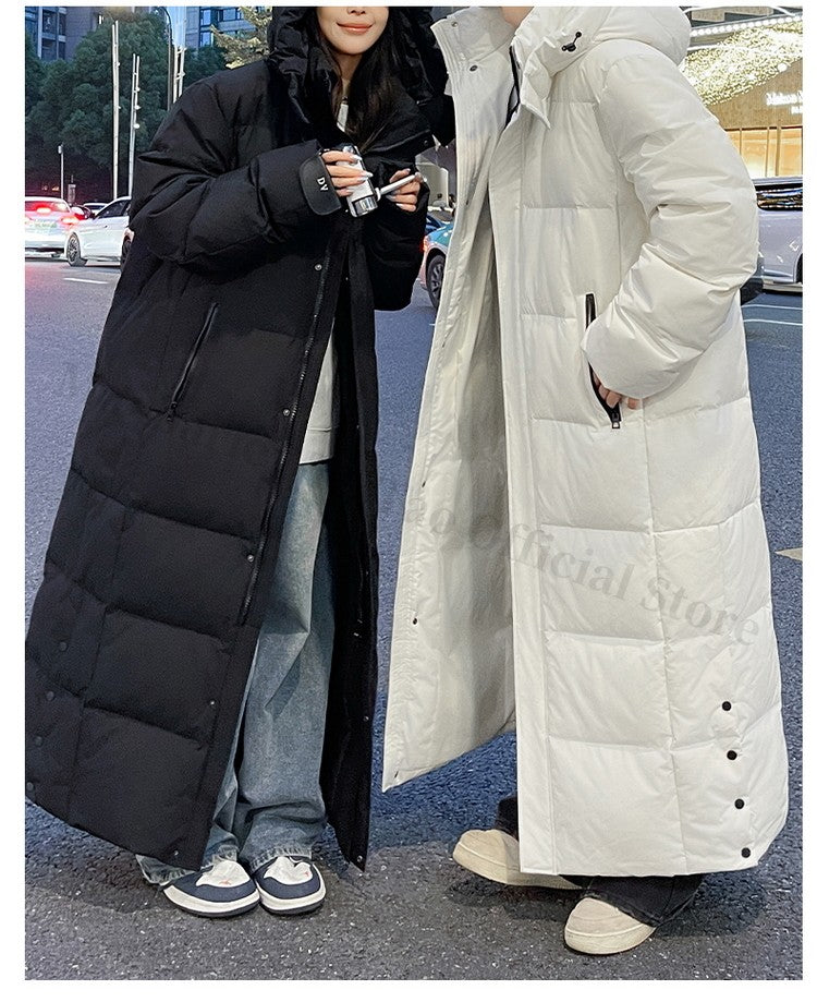 Maxbarley New 90 Goose Down Jacket Men Women Winter Thick Warm Long Knee Over Down Jacket High-quality Lightweight Puffer Coats