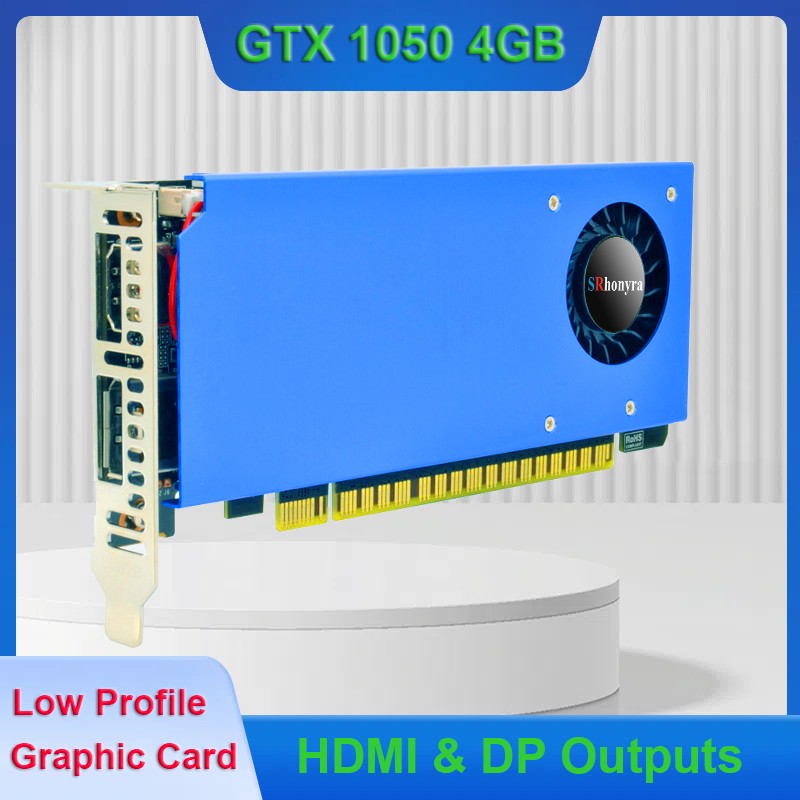 SRhonyra GTX 1050 4GB GDDR5 GPU de baixo perfil, saída HDMI+DP, para PC SFF/OPS/Computador industrial, Placa gráfica para jogos e escritório