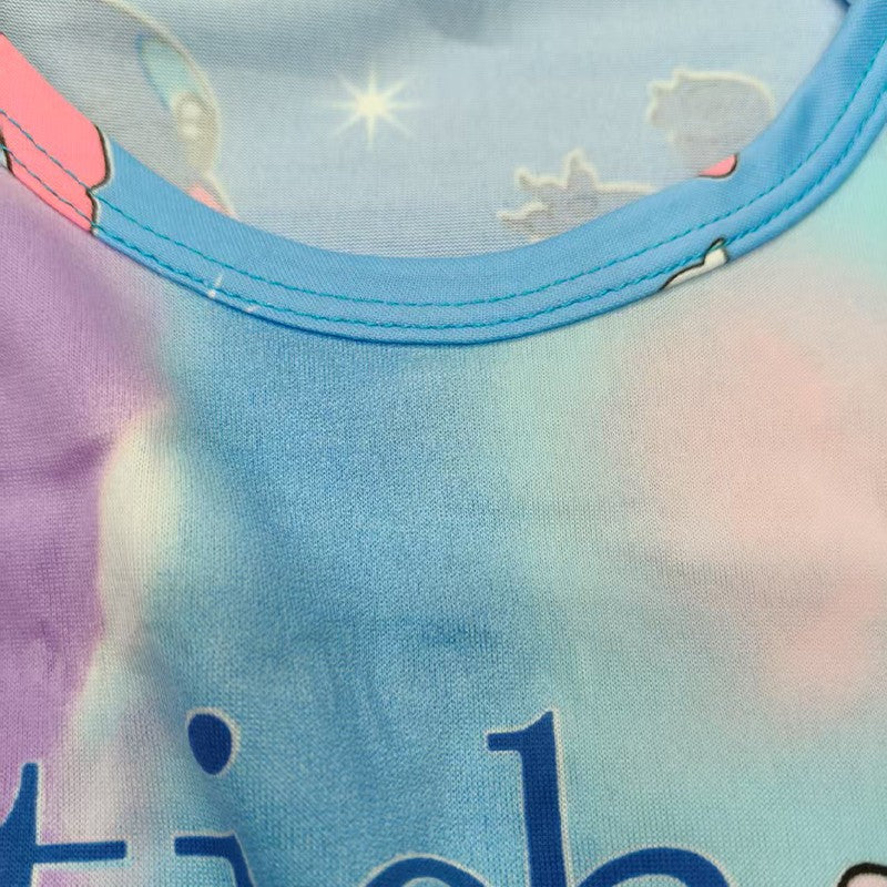 2pcs Stitch Printed Pajama Set for Kids, Long Sleeve Top & Pants, Round Neck, Stitch Home Wear Set for Boys and Girls