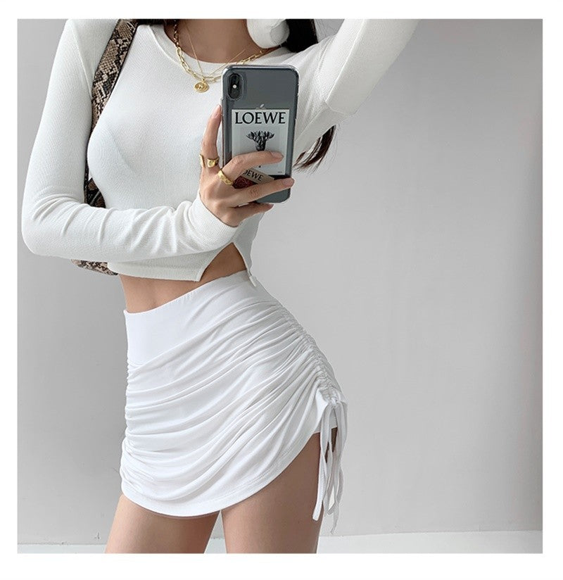 Sexy Bandage Summer Skirts Women Black High Waist Elastic Mini Skirt With shorts Hot Club A Line Slim Bodycon Skirts for Women