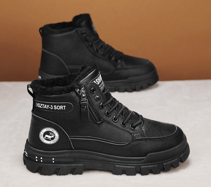 New winter plush  thick warm men's cotton shoes trendy outdoor high top male snow boots