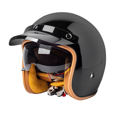 Capacete Aberto de Moto Para Homens E Mulheres Viseira Solar de Lente Dupla Proteção Facial Top Leve Scooter Bicicleta Capacete Retrô 3/4