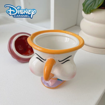 Disney Beauty and The Beast Ceramic Mug with Lid Cartoon Creative Coffee Cup for Milk Tea  Office Home Use Gift for Women Girls