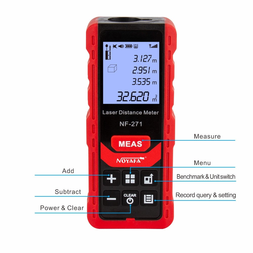 Noyafa NF-271 Medidor de Distância a Laser 40M 80M Telêmetro Trena Medidor de Alcance Dispositivo Régua Digital Ferramenta de Teste