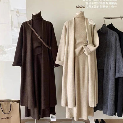 Gentle and Lazy Slimming Knitting 2025 Autumn New Loose Sweater Cardigan Skirt Fashion Set