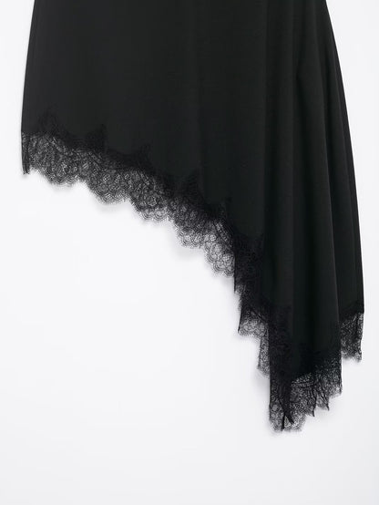HH Women 2025 New Fashion Simple Asymmetrical Lace Skirt Female Elegant Sexy Silk Satin Texture Mid-Waist Casual Versatile Skirt