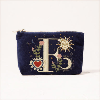Velvet Handbag Vintage Printed Letter Pattern Makeup Bag