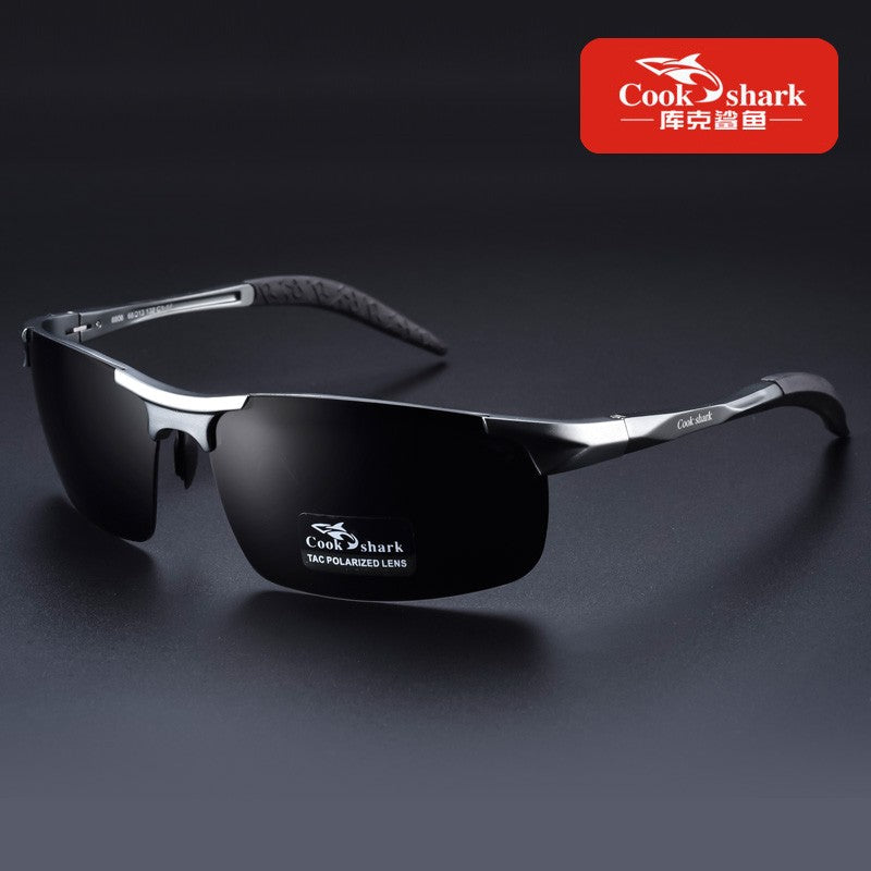 Óculos de sol Cook Shark, novos, de alumínio e magnésio, masculinos, HD polarizados, para dirigir, lentes coloridas, moda.