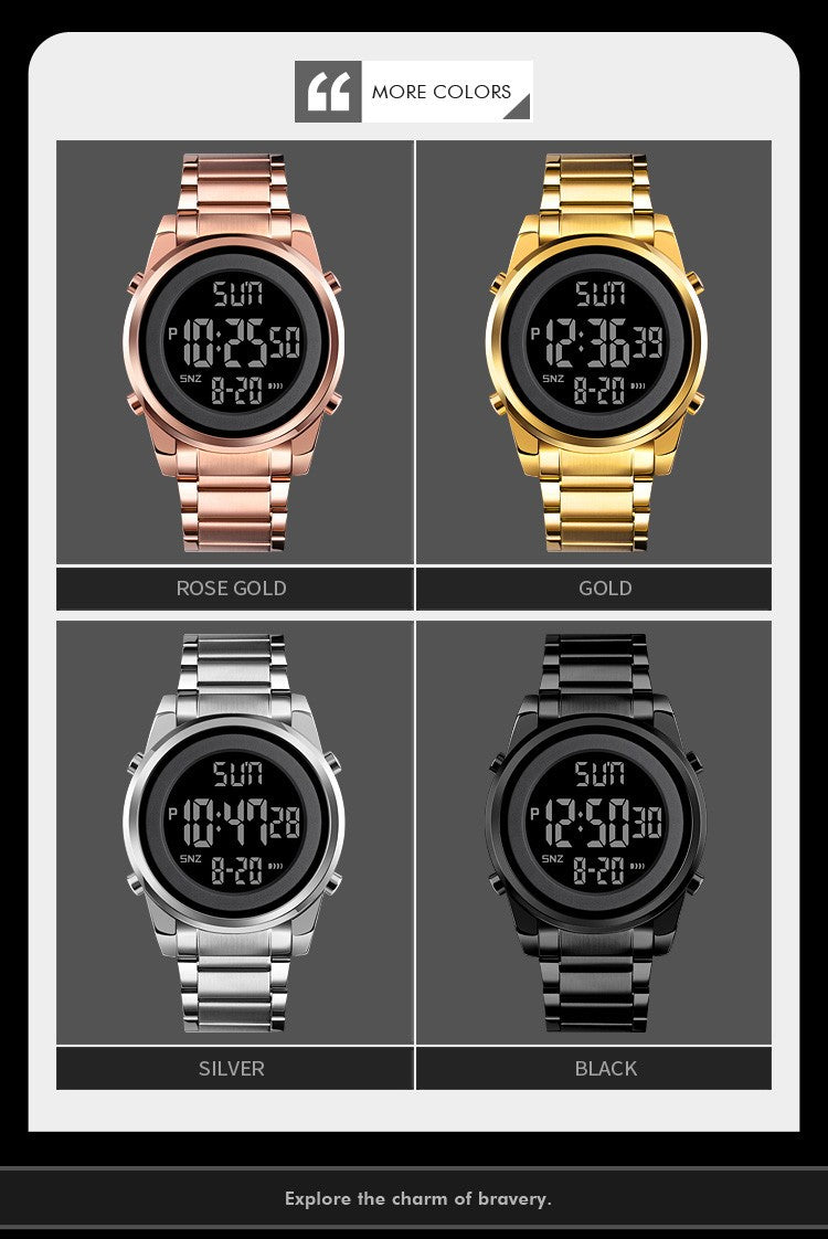 SKMEI Luxury Waterproof Watch for Men Stainless Steel Electronic Sports Digital Mens Wristwatches Man Clock Reloj Masculino 1611