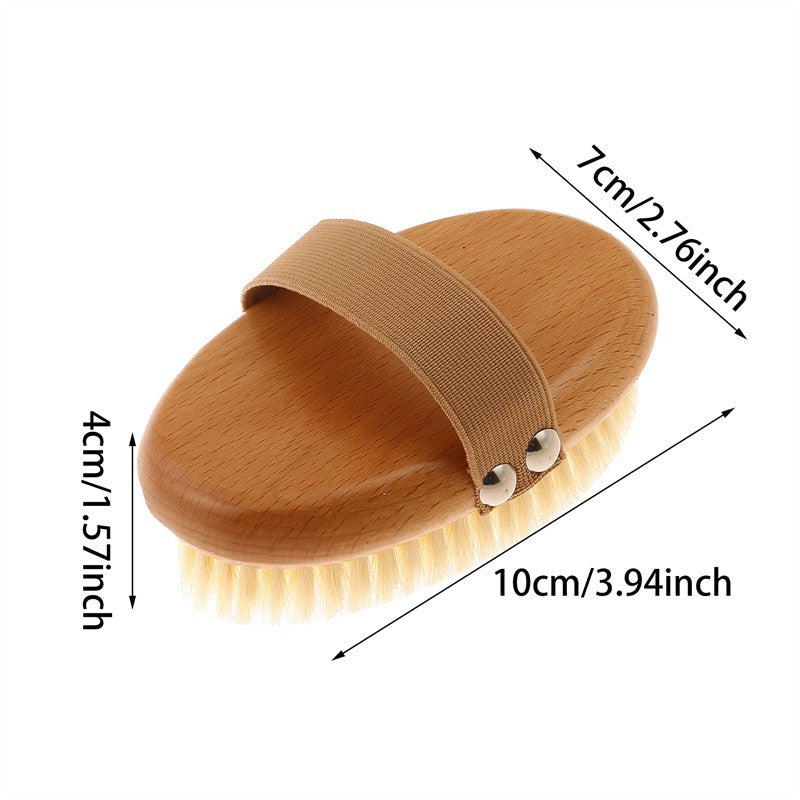 Wet Dry Skin Body Brush Natural Pig Bristles Dry Skin Exfoliating Body Massage Cleaning SPA Tool For Cellulite Lymphatic Drainag