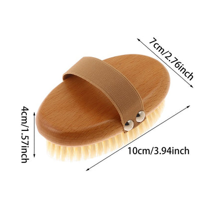 Wet Dry Skin Body Brush Natural Pig Bristles Dry Skin Exfoliating Body Massage Cleaning SPA Tool For Cellulite Lymphatic Drainag