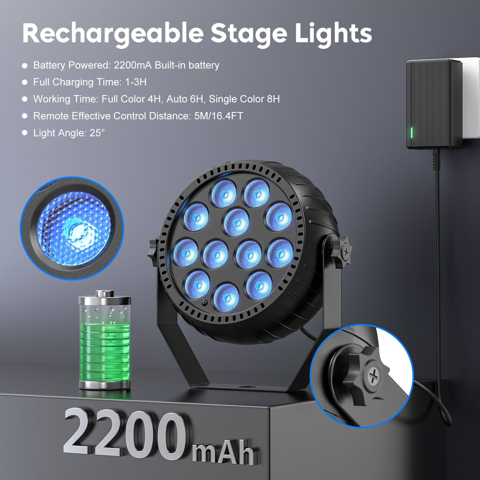 Somspot LED RGB Par Lights Remote & DMX Control Stage Light Effect Projector for Church Wedding Party Club Music Live