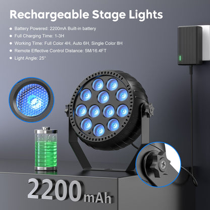 Somspot LED RGB Par Lights Remote & DMX Control Stage Light Effect Projector for Church Wedding Party Club Music Live