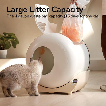 Caixa de Areia Inteligente para Gatos com Controle por Aplicativo, Inodora, Grande Capacidade, Inclui 40 Sacos