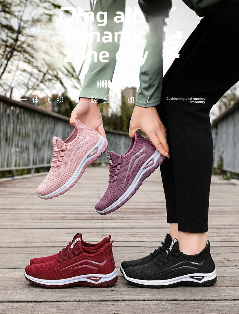 Autumn Women Casual Shoes Breathable Walking Mesh Lace Up Flat Shoes Sneakers Women Tenis Feminino Pink Zapatillas De Mujer