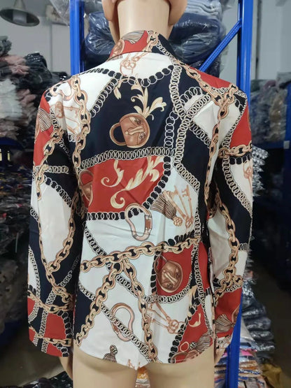 Summer New Women's Long-sleeved Shirt, Single-breasted Printed Shirts Fashion Casual Tops Camisa Female Chemise S-XXL