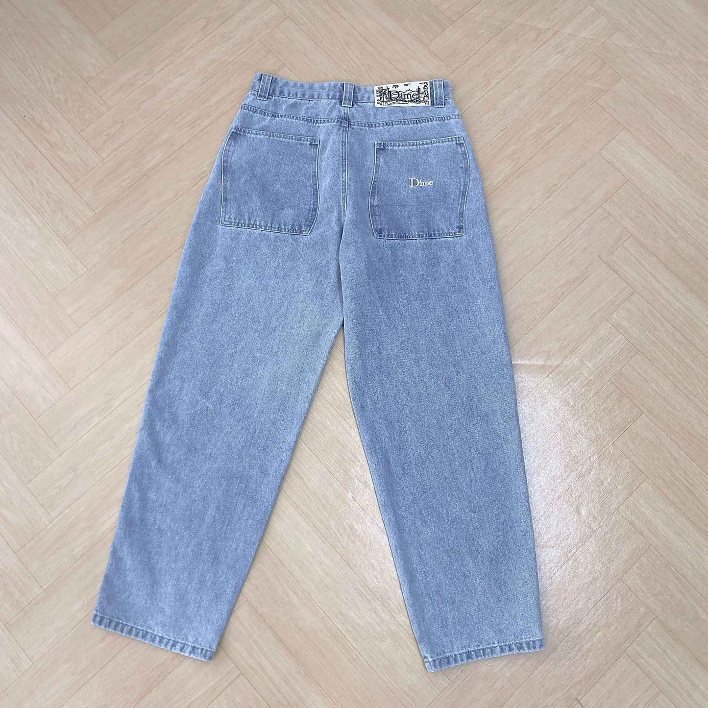 Calça Jeans Masculina Dime Baggy Reta Larga Casual Streetwear Skate Calça Jeans Lavada Comprida Curta Estilo Hip Hop