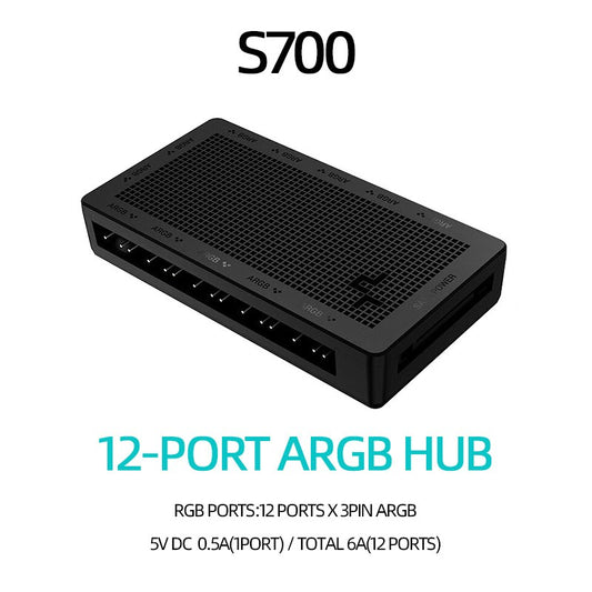 DeepCool Fan HUB PWM 5V 3pin ARGB Magnetic Attraction Fan HUB Splitter SATA Power Control Connect Motherboard