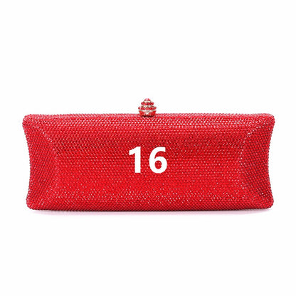 Women Brown/Black/Orange/Red/Purple Rhinestone Clutch Evening Bags Metal Minaudiere Handbag Bridal Purse Wedding Party Clutches