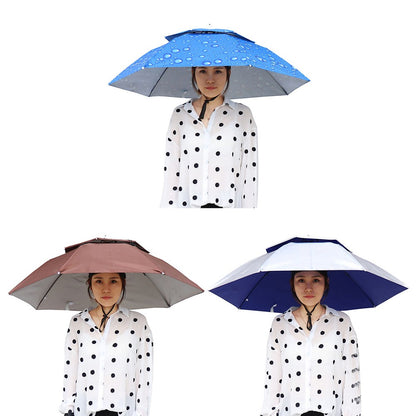 69/95cm Outdoor Portable Rain Umbrella Hat Foldable Fishing Sunshade Headwear Cap Waterproof Camping Fishing Beach Sun Hat