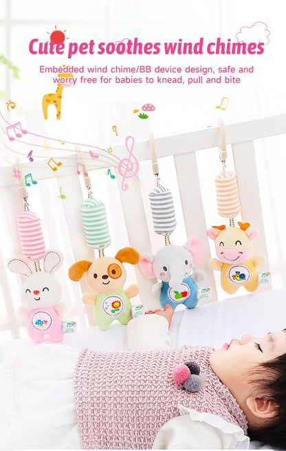 Baby Stroller Bed Hanging Bell Plush Toys Early Education Promote Children Color Cognition Sensory Plush Rattle Training Toys
