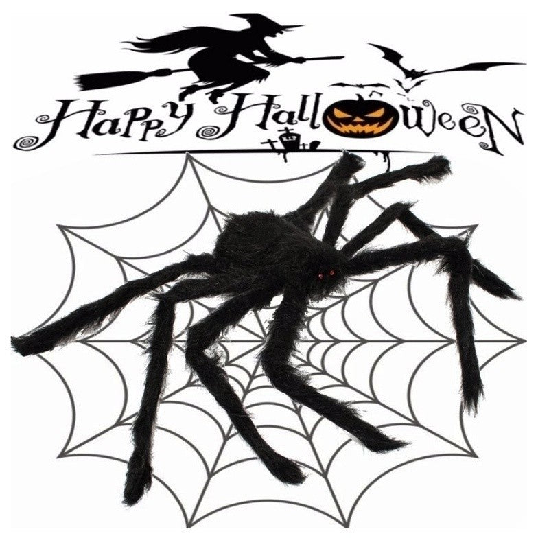Halloween Aranha de Pelúcia Grande Decoração de Halloween de Terror Adereços de Festa Decoração Gigante de Aranha para Exterior Brinquedo de Pelúcia de Aranha Preta de 30-200cm