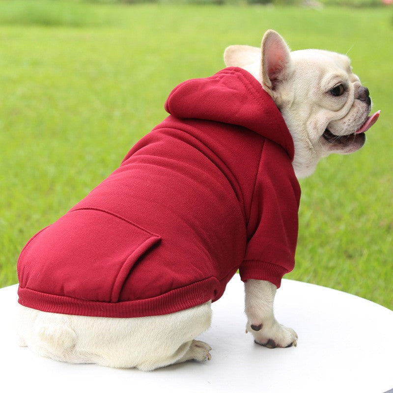 Roupas de Cachorro Fashion Outono e Inverno Roupas para Pequenos Pets Espessamento Quente Cor Sólida Moletom de Duas Pernas com Capuz Produtos Casuais para Pets