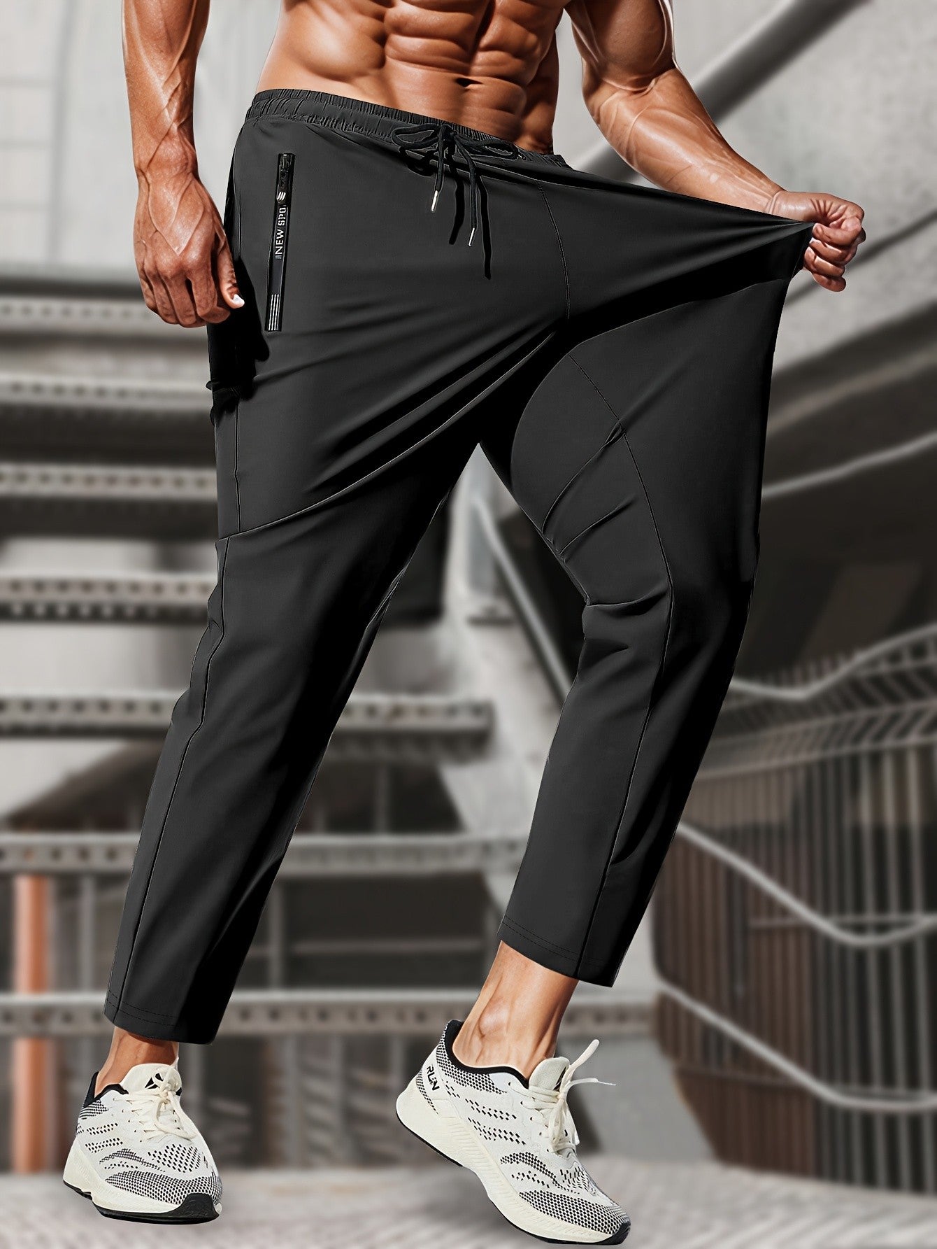 Calça Moletom Masculina de Pesca Calça Jogging Masculina de Seda Gelada Altamente Elástica com Bolsos com Zíper Calça Esportiva Respirável Elástica Presente Masculino