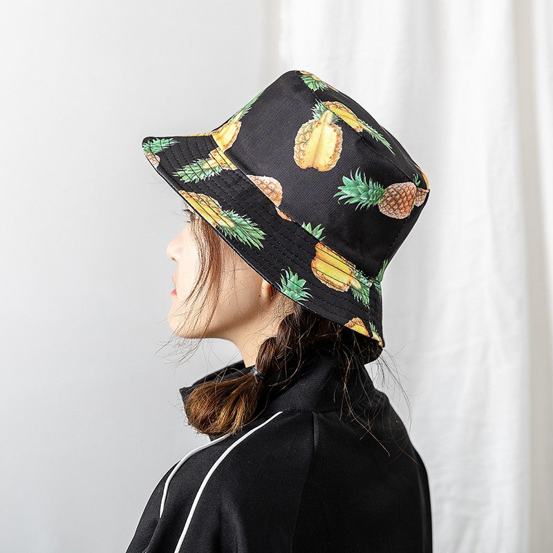 Chapéu Bucket Unissex Quente de Verão com Estampa de Frutas, Dupla Face, Chapéu de Sol Feminino, Chapéu Panama Clássico Masculino