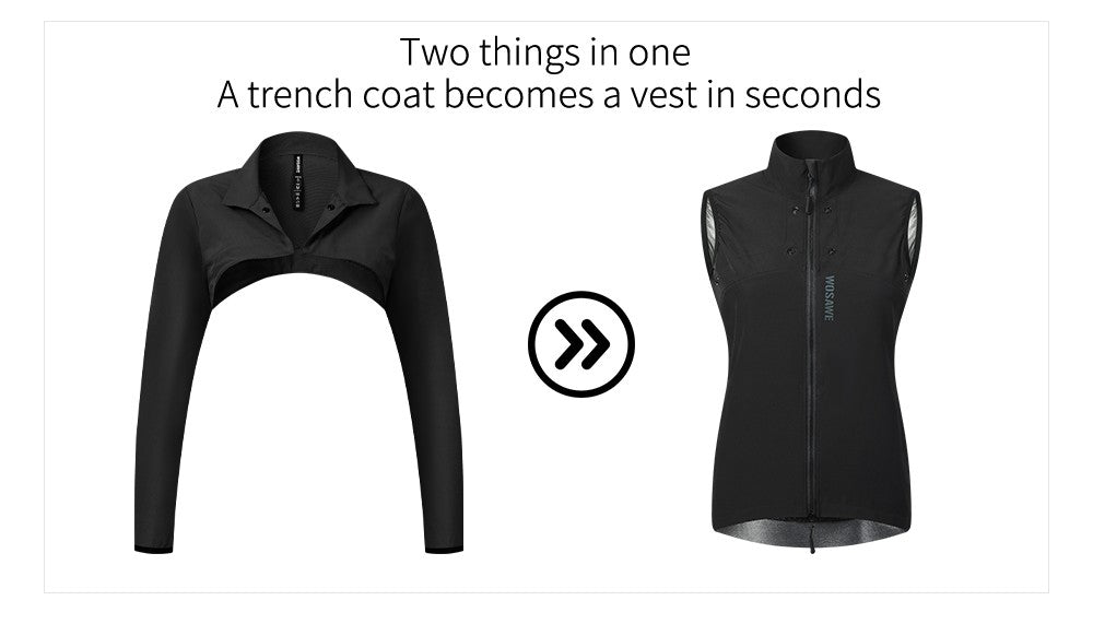 WOSAWE Women Windproof Waterproof Reflective Cycling Jacket MTB Bicycle Long Sleeve Windbreaker Sleeveless Vest Bike Coat