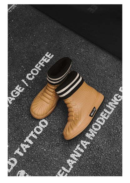 Versatile Casual Short-barreled Waterproof Shoes Men Women Lined With Fleece Warmth Anti-slip Wear-resistant Outdoors Rain Boots