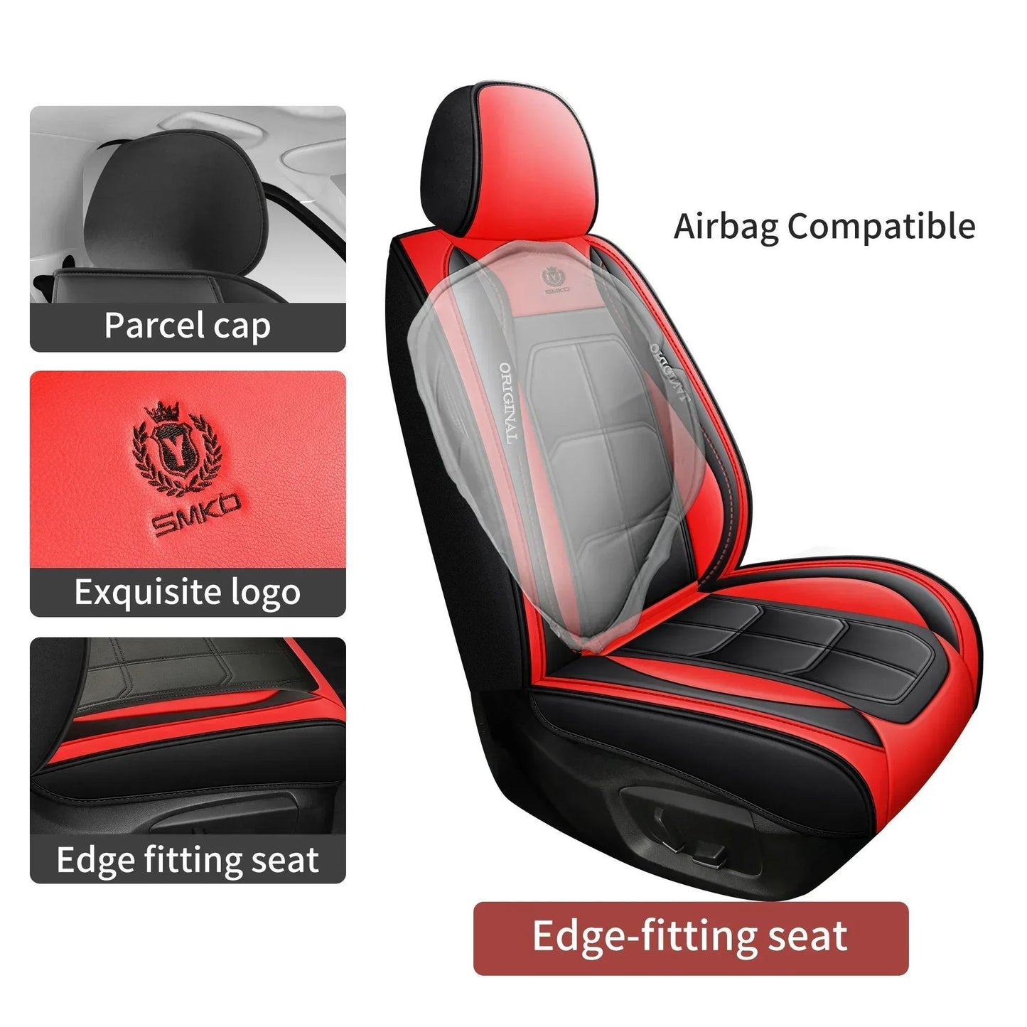 2PCS Car seat covers, waterproof PU full leather fully wrapped muscle seat cushion covers, wear-resistant, soft and comfortable