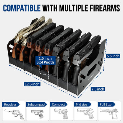 Suporte para Pistolas e Revólveres Blacksmith com 4/5/6 Compartimentos - Organizador de Armazenamento Doméstico para Economia de Espaço