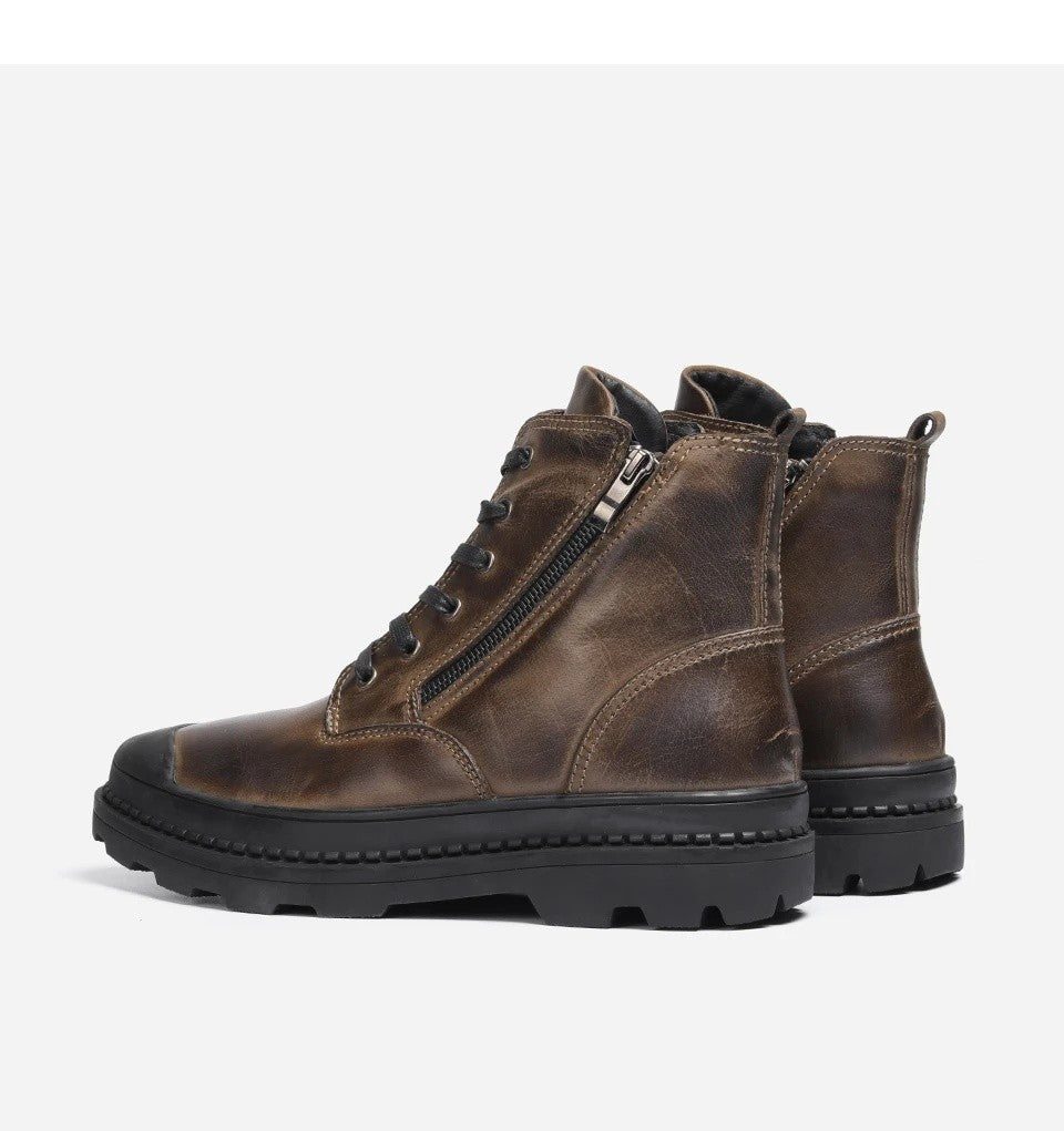 Botas Masculinas de Couro Legítimo Natural Feitas à Mão Estilo Retrô para o Inverno #9550