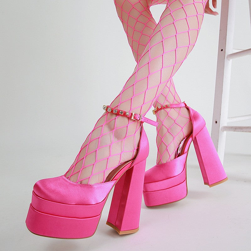 New Fashion Women Pumps Retro Mary Janes Chunky Heels Sandals Spring Platform Dress Party Wedding Basic Shoes Woman Big Size