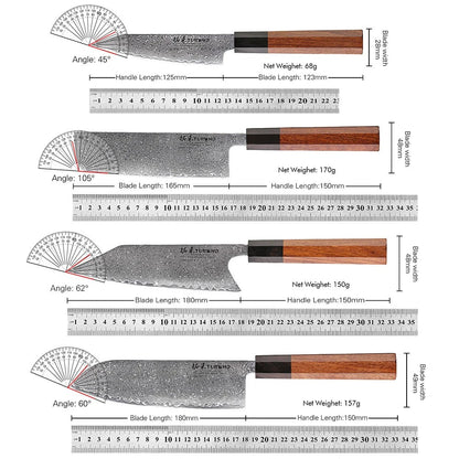 TURWHO Hand Forged Japanese Kitchen Knives Damascus Chef Knife High Carbon VG10 Steel Santoku Nakiri Bread Utility Handmad Knife