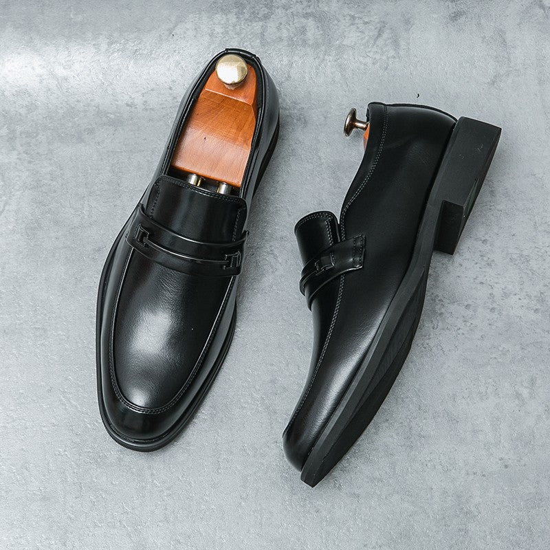 Men's Formal Leather Shoes Classic Style Slip On Loafers Round Toe Breathable Non-Slip Business Dress Wedding Office Casual Shos
